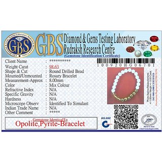 KESAR ZEMS Opolite -Pyrite Stone Stretchable Bracelet With Certificate For Unisex  (10 x 2 x 1 CM) Copper colore.