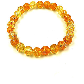 KESAR ZEMS Natural Citrine Stone Bracelet Stretchable Bracelet  For Unisex  (10 x 2 x 1 CM) Orange.