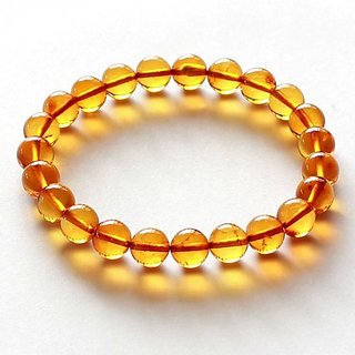 KESAR ZEMS Hakik Agate Dark Yellow Colour Stretchable Bracelet For Unisex (10 x 2 x 1 CM) Dark Yellow