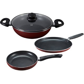 Prestige Deluxe Induction Base Non-Stick Kitchen Set, 3-Pieces