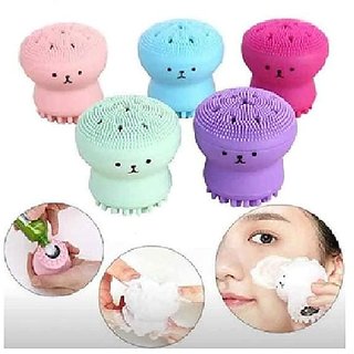 1 PC Octopus Design Silicone Facial Cleansing Brush Face Exfoliator Massager Beauty Tool (Random colour)