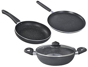 Prestige Deluxe Granite Non-Stick 5-Layer Coating Cookware Set-3 Pcs