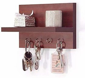 onlinecraft wooden wall keyholder (ch2402) brown