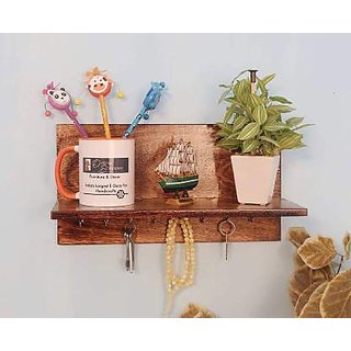 onlinecraft wooden wall keyholder (ch2398) brown