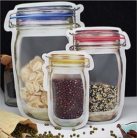 Right traders Seal Plastic Food Storage Mason Jar Zipper Bags (Set of 3- S, M, L)