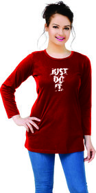 U-LIGHT Womens Round Neck Full Sleeves Tshirt(S-Maroom)