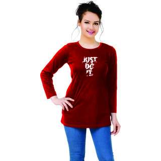 U-LIGHT Womens Round Neck Full Sleeves Tshirt(S-Maroom)