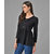 Vivient Women Black Three Button Peplum Top