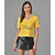 Vivient Women Happy Printed Yellow Top
