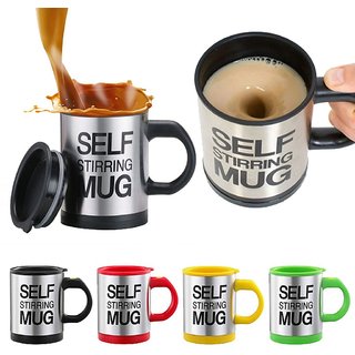 Right traders Self Stirring Mug Stainless Steel Coffee Mug, Multicolour