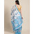 Svb Sarees Blue Taffeta Block Print Art Silk Saree Without Blouse