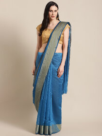 Meia Blue Chanderi Silk Saree With Blouse