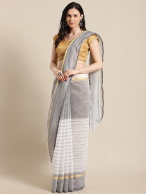 Meia White Polycotton Silk Saree