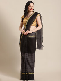 Meia Black Polycotton Silk Saree