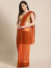 Meia Orange Polycotton Silk Saree