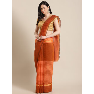 Meia Orange Polycotton Silk Saree