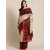 Meia Red Taffeta Printed Saree With Blouse Piece