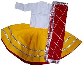 Kkalakriti Hariyanvi Lehenga Choli Yellow Color Village Dance Fancy Dress Costume