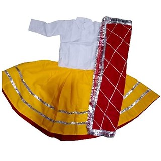 Kkalakriti Hariyanvi Lehenga Choli Yellow Color Village Dance Fancy Dress Costume
