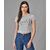 Elizy Women Grey Meow Printed Crop Top