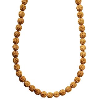 KESAR ZEMS Natural Wooden 4 and 6 Mukhi Rudraksh Mala for Unisex. (64 cm x 2 cm x 1 cm, Brownish Yellow)