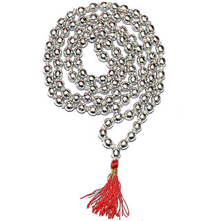 KESAR ZEMS 7 MM Parad Mala- Mercury Beads Rosary 108+1 Beads Prayer Mala For Jaap (51 x 1.5 x 0.5 CM) Silver.