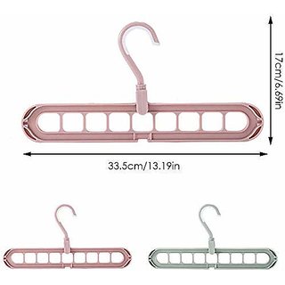 Martand Anti-Skid Plastic Magic Clothes Hanger- 360 Swivel Hook- 9-Holes Design Closet Organizer Hanger- Multicolor