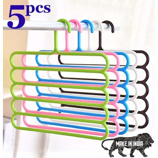 Dady Enterpriser's High Quality Plastic Multi Layer Clothes Hanger, For Space Saver In Cupboard Pack Of 5 (Cloth Hanger-5)