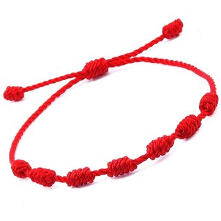 Yuvi Shoppe Lucky 7 Knot Red Thread Anklet For Women And Men Nazar Suraksha