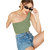 THE BLAZZE 1003 Women's Sleeveless Crop Tops Sexy Strappy Tees