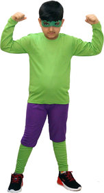 Kaku Fancy Dresses Superhero Costumes for Kids | Super Hero Fancy Dress for Kids - 3-4 Years, Green & Purple, for Boys