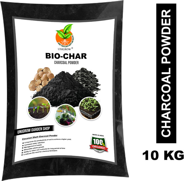 Buy UNIGROW Coconut shell charcoal powder 10Kg pack (Bio Char ...