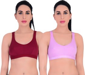 Empisto Branded Women's BabyPink and Maroon Colour Tennis Sports Bra (pack of 2)