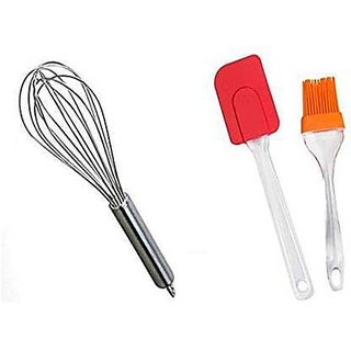 Silicone Basting Spatula, Brush and Stainless Steel Whisker - Baking Tools Silicone Basting Spatula, Brush and Stainless Steel Whisker - Combo Pack Multicolor Kitchen Tool Set (Multicolor) Multicolor Kitchen Tool Set
