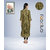 Fabclub Gold Foil Checks Printed Anarkali Rayon Women Kurti (Olive Green)