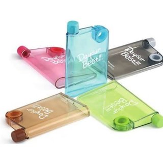 NEW  Do Your Best 380ml Slim Flat Memo Notebook Portable Water Bottle, Pack of 1(Multi color)