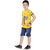 HRR Boys Festive Superior Yellow Tshirt With Stretchable Denim Half pant