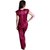 Senslife Soft  Smooth Satin Solid Nightwear Cap Sleeve Night Suit Top  Pajama Set (Wine)