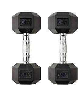 Scorpion Fitness Hex Dumbbell 7.5 kg (Pack of 2 pcs) Rubber Coated  Rubber Hex Dumbbell  Hexagonal Dumbbells for Profe