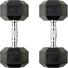 Scorpion Fitness Hex Dumbbell 10 kg (Pack of 2 pcs) Rubber Coated  Rubber Hex Dumbbell  Hexagonal Dumbbells for Profes