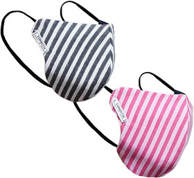 TONOTO Pack of 2 Cotton Cloth Mask-Reusable-Washable-Face Cut Fit Mask Combo