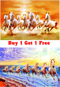 Style UR Home - White Seven Horse Running Wallpaper Poster  18 x 12 - 2 pcs