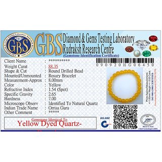 KESAR ZEMS Hakik Agate Dark Yellow Colour Stretchable Bracelet For Unisex (10 x 2 x 1 CM) Dark Yellow