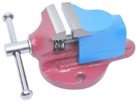 Scorpion Table Baby Vice Fixed Base 32 mm (1-1/4 inch) Cast Iron Professional Table Baby Vice Fixed Base  Red  Blue