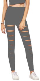 Stretchable Women's / Girl's Dark Grey Cut Out Skinny Casual Leggings Tight's  Gym Wear Yoga Wear Sport's Wear