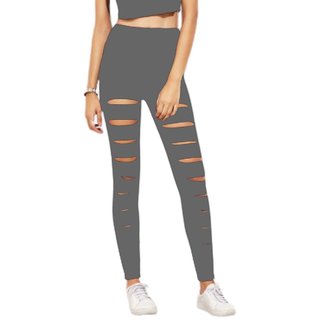 Stretchable Women's / Girl's Dark Grey Cut Out Skinny Casual Leggings Tight's  Gym Wear Yoga Wear Sport's Wear