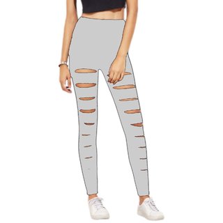 Stretchable Women's / Girl's Light Grey Cut Out Skinny Casual Leggings Tight's  Gym Wear Yoga Wear Sport's Wear