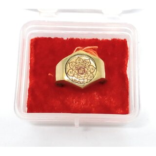 Ashtadhatu Gold Shree Yantra Ring For Men And Woman In Size 24  For  Health, Wealth And Prosperity