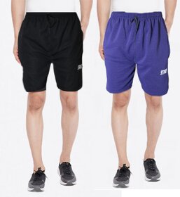 VANTAR Solid Men Black  Blue Bermuda Shorts
