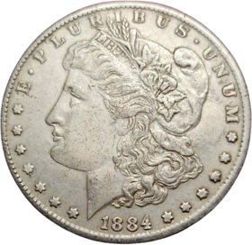 one doller unc silver coin 1884